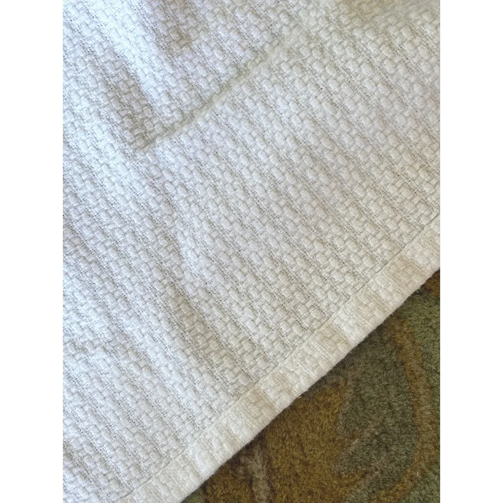 Lauren Ralph Lauren Bedspread Blanket Full/Queen White Waffle Knit Cotton Woven